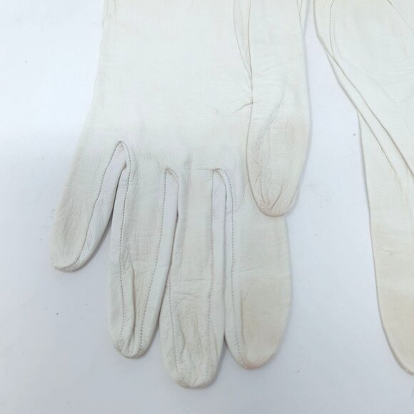 Vintage Lionel Le Grand Gloves Cream Leather 7 Wrist France - Picture 9 of 14